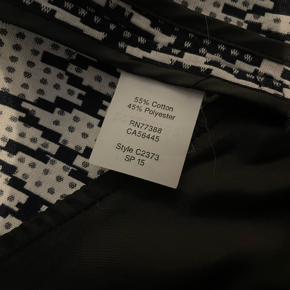 J.Crew Jacquard Ikat Moto Jacket Blazer • Small‎ • Navy & White • Cute & Chic! - Picture 4 of 9